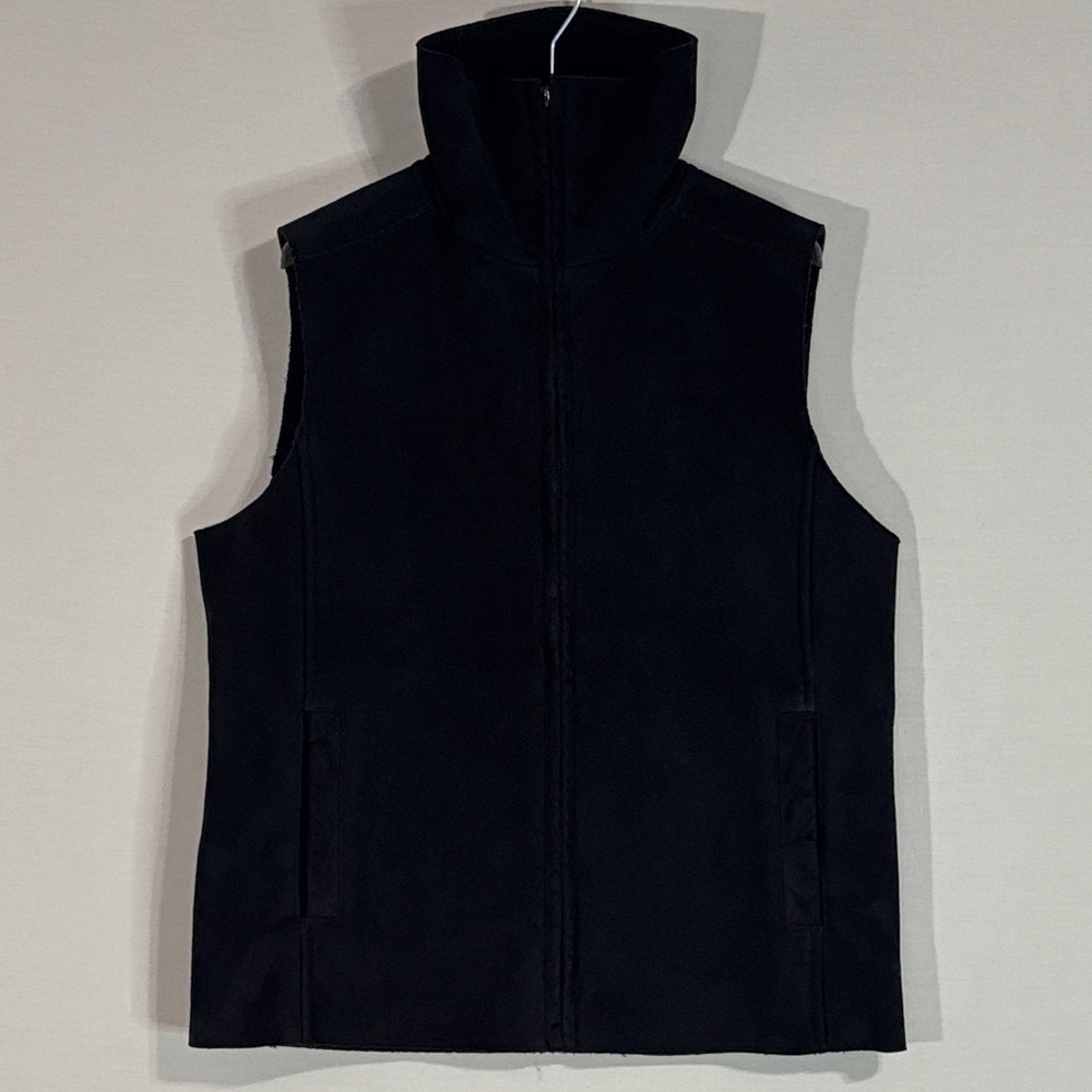 Lauren Ralph Lauren Black Sherpa Lined Full Zip Vest Mock Neck Size M